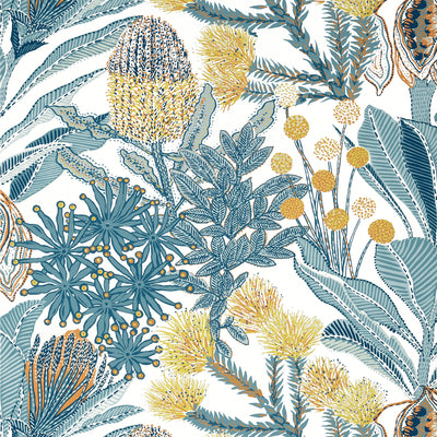 Thibaut Design wallcovering, Protea pattern , Light Blue color, Floral,Leaves,Tropical style type , pattern number  T13922