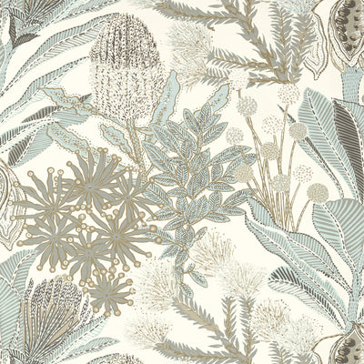 Thibaut Design wallcovering, Protea pattern , Mist color, Floral,Leaves,Tropical style type , pattern number  T13924