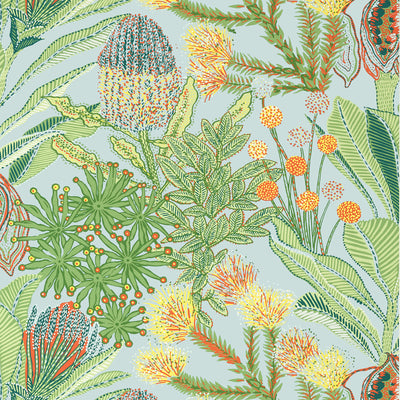 Thibaut Design wallcovering, Protea pattern , Navy color, Floral,Leaves,Tropical style type , pattern number  T13925