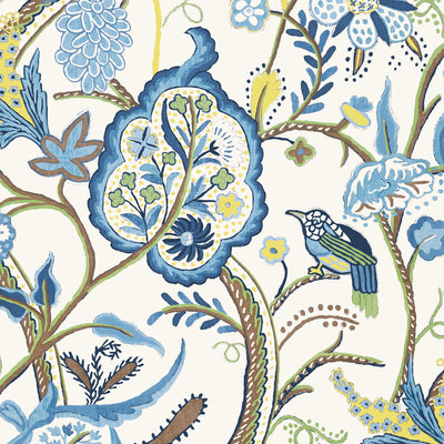 Thibaut Design wallcovering, Windsor pattern , Yellow , Grey color, Floral,Jacobean style type , pattern number  T14300