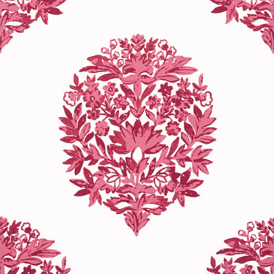 Thibaut Design wallcovering, Ridgefield pattern , Blue , Pink color, Leaves,Medallions style type , pattern number  T14321