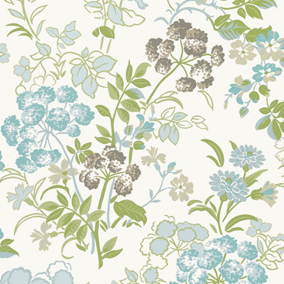Thibaut Design wallcovering, Spring Garden pattern , Beige , Spa Blue color, Floral style type , pattern number  T14339