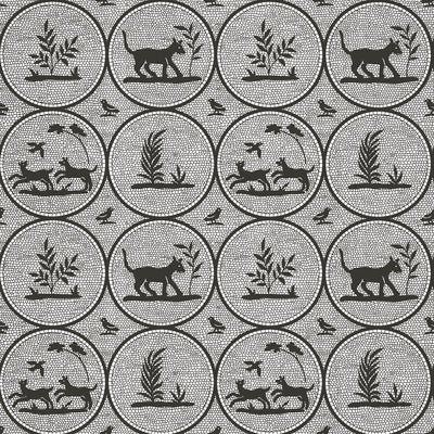 Thibaut Design wallcovering, Dooley pattern , Black color, Animals,Novelty,Toile style type , pattern number  T14347