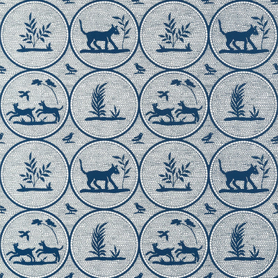 Thibaut Design wallcovering, Dooley pattern , Blue color, Animals,Novelty,Toile style type , pattern number  T14348