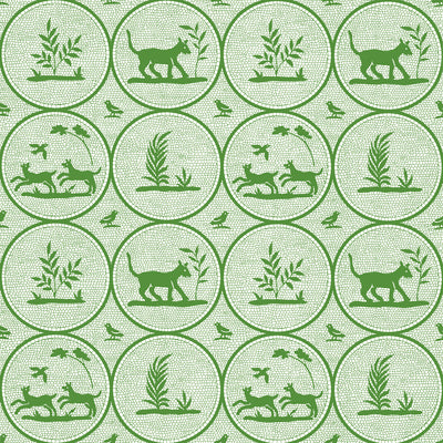 Thibaut Design wallcovering, Dooley pattern , Green color, Animals,Novelty,Toile style type , pattern number  T14351