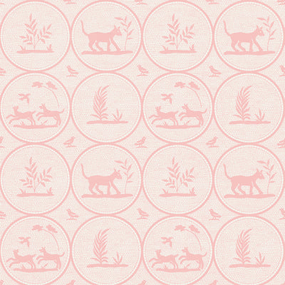Thibaut Design wallcovering, Dooley pattern , Pink color, Animals,Novelty,Toile style type , pattern number  T14353