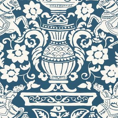 Thibaut Design wallcovering, Galway pattern , Spa Blue color, Animals,Novelty,Toile style type , pattern number  T14362