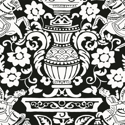Thibaut Design wallcovering, Galway pattern , Black color, Animals,Novelty,Toile style type , pattern number  T14365