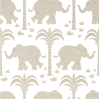 Thibaut Design wallcovering, Elephant pattern , Black , Beige color, Animals,Ethnic,Novelty,Tropical style type , pattern number  T16205