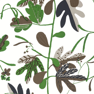 Thibaut Design wallcovering, Matisse Leaf pattern , Green , Blue color, Leaves style type , pattern number  T16208