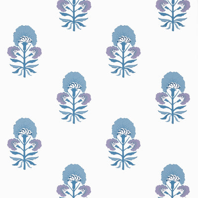 Thibaut Design wallcovering, Tybee Bud pattern , Blueberry color, Ethnic,Floral,Leaves style type , pattern number  T16216