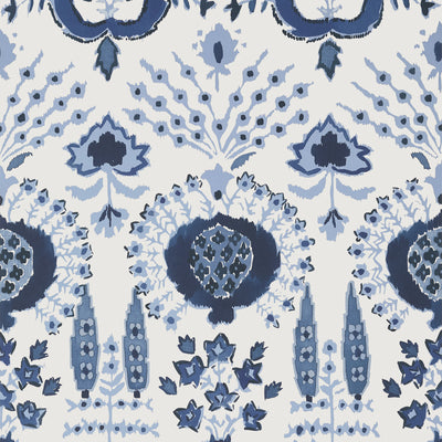 Thibaut Design wallcovering, Mendoza Suzani pattern , French Blue , Lavender color, Ethnic,Floral,Leaves style type , pattern number  T16239