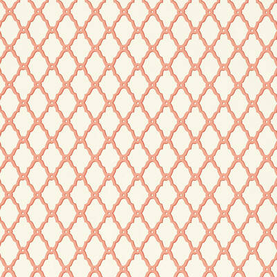 Thibaut Design wallcovering, Rothbury Trellis pattern , Cream , Coral color, Geometric,Trellis , Lattice style type , pattern number  T1819