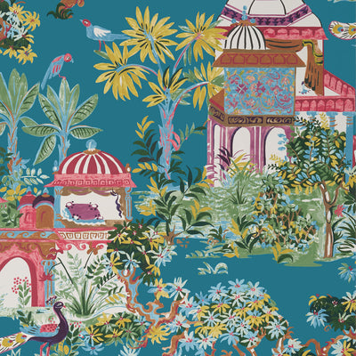 Thibaut Design wallcovering, Mystic Garden pattern , Aqua color, Chinoiserie,Floral style type , pattern number  T20822