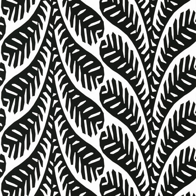 Thibaut Design wallcovering, Ginger pattern , Black color, Leaves,Tropical style type , pattern number  T20830