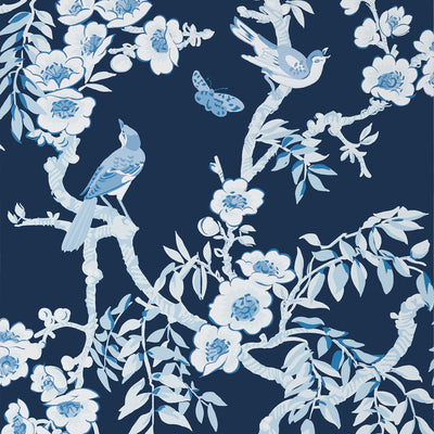Thibaut Design wallcovering, Yukio pattern , Spa Blue color, Butterflies , Bugs,Birds,Chinoiserie,Floral,Leaves style type , pattern number  T20844