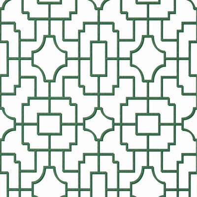 Thibaut Design wallcovering, Fretwork pattern , Emerald color, Chinoiserie,Geometric,Trellis , Lattice style type , pattern number  T20868