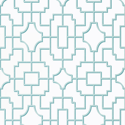 Thibaut Design wallcovering, Fretwork pattern , Blue color, Chinoiserie,Geometric,Trellis , Lattice style type , pattern number  T20869