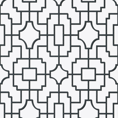 Thibaut Design wallcovering, Fretwork pattern , Black color, Chinoiserie,Geometric,Trellis , Lattice style type , pattern number  T20871