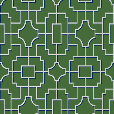 Thibaut Design wallcovering, Fretwork pattern , Green color, Chinoiserie,Geometric,Trellis , Lattice style type , pattern number  T20874