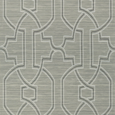 Thibaut Design wallcovering, Promenade pattern , Charcoal , Metallic Silver color, Geometric,Texture, Embossed,Trellis , Lattice style type , pattern number  T280