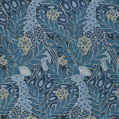 Thibaut Design wallcovering, Desmond pattern , Blue color, Birds,Leaves style type , pattern number  T2918