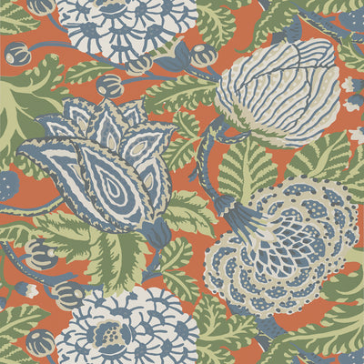 Thibaut Design wallcovering, Mitford pattern , Orange color, Floral style type , pattern number  T2945