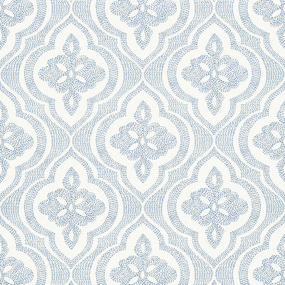 Thibaut Design wallcovering, Ophelia pattern , Navy color, Geometric,Medallions style type , pattern number  T2995
