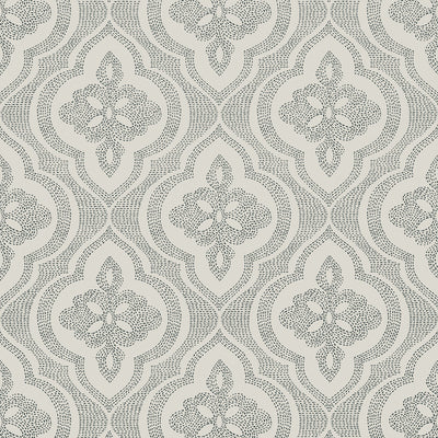 Thibaut Design wallcovering, Ophelia pattern , Black , Beige color, Geometric,Medallions style type , pattern number  T2999