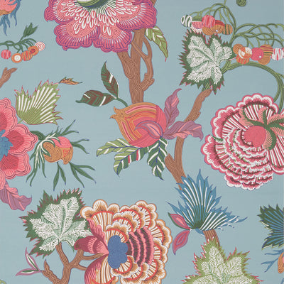 Thibaut Design wallcovering, Indienne Jacobean pattern , Raspberry , Teal color, Ethnic,Floral,Jacobean style type , pattern number  T36415