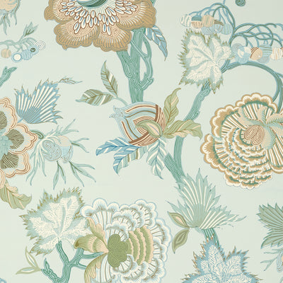 Thibaut Design wallcovering, Indienne Jacobean pattern , Green color, Ethnic,Floral,Jacobean style type , pattern number  T36417