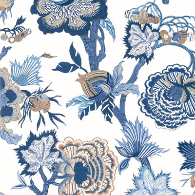 Thibaut Design wallcovering, Indienne Jacobean pattern , Robin's Egg color, Ethnic,Floral,Jacobean style type , pattern number  T36418