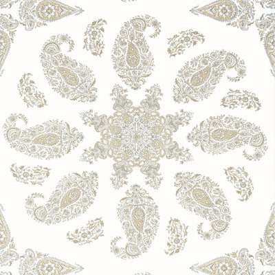 Thibaut Design wallcovering, East India pattern , Beige color, Ethnic,Medallions,Paisley style type , pattern number  T36427