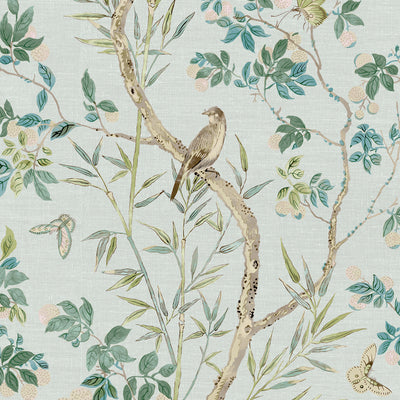 Thibaut Design wallcovering, Claire pattern , Blue color, Butterflies , Bugs,Birds,Chinoiserie,Floral style type , pattern number  T42010