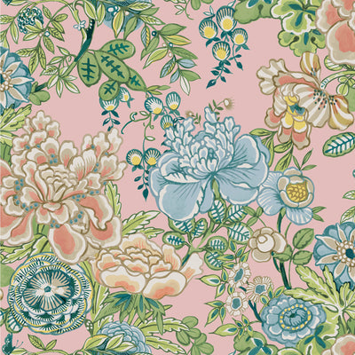 Thibaut Design wallcovering, Peony Garden pattern , Blush color, Chinoiserie,Floral style type , pattern number  T42016