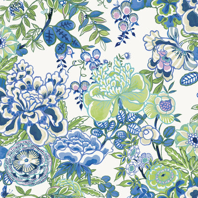 Thibaut Design wallcovering, Peony Garden pattern , Sage color, Chinoiserie,Floral style type , pattern number  T42021