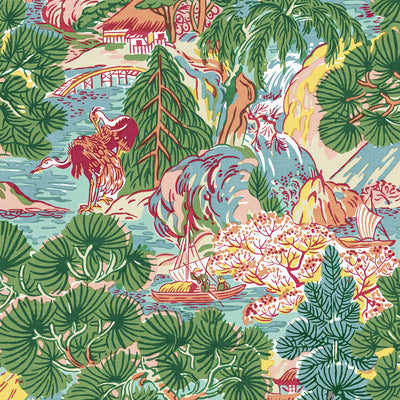 Thibaut Design wallcovering, Pagoda Trees pattern , Blush color, Chinoiserie,Floral style type , pattern number  T42026