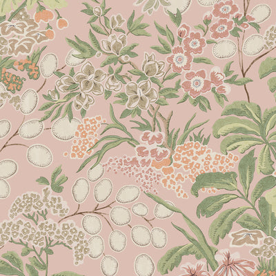 Thibaut Design wallcovering, Meadow pattern , Pink , Green color, Chinoiserie,Floral style type , pattern number  T42036