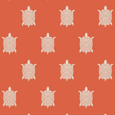 Thibaut Design wallcovering, Turtle Bay pattern , Tangerine , Grey color, Animals,Novelty,Tropical style type , pattern number  T5769