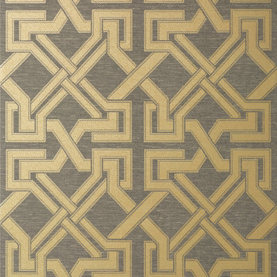 Thibaut Design wallcovering, Benedetto pattern , Grey , Gold color, Geometric,Trellis , Lattice style type , pattern number  T72578