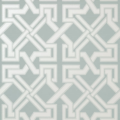 Thibaut Design wallcovering, Benedetto pattern , Aqua color, Geometric,Trellis , Lattice style type , pattern number  T72580