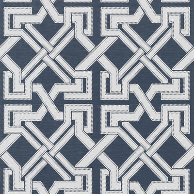 Thibaut Design wallcovering, Benedetto pattern , Navy color, Geometric,Trellis , Lattice style type , pattern number  T72581