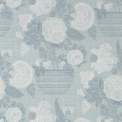 Thibaut Design wallcovering, Tullamore pattern , Blue , White color, Floral style type , pattern number  T72591