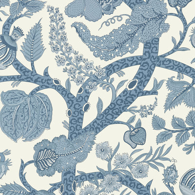 Thibaut Design wallcovering, Macbeth pattern , Navy color, Floral,Jacobean style type , pattern number  T72624