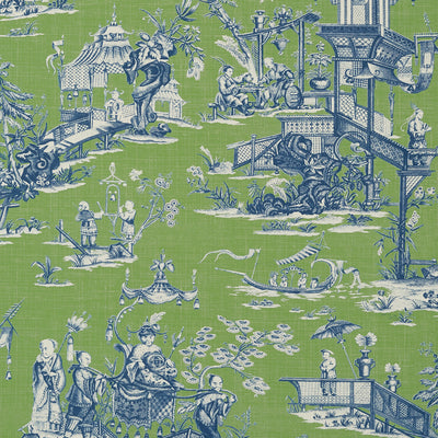 Thibaut Design wallcovering, Cheng Toile pattern , Green color, Chinoiserie,Toile style type , pattern number  T75467