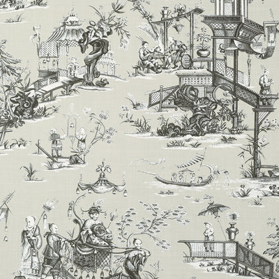 Thibaut Design wallcovering, Cheng Toile pattern , Flax color, Chinoiserie,Toile style type , pattern number  T75469