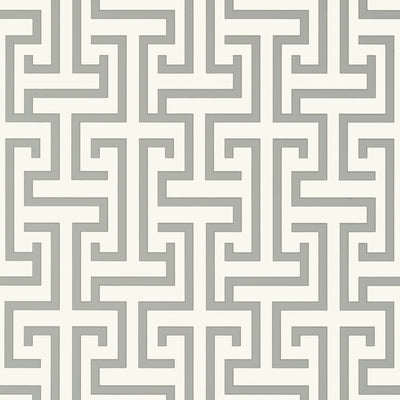 Thibaut Design wallcovering, Ming Trail pattern , Grey color, Geometric,Trellis , Lattice style type , pattern number  T75475