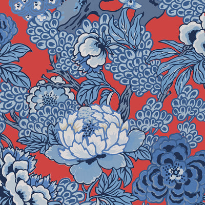 Thibaut Design wallcovering, Honshu pattern , Red color, Floral style type , pattern number  T75489