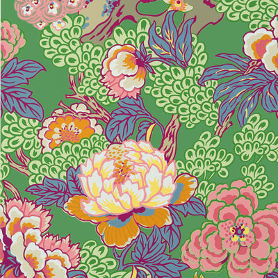 Thibaut Design wallcovering, Honshu pattern , Green color, Floral style type , pattern number  T75491