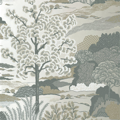 Thibaut Design wallcovering, Daintree pattern , White color, Chinoiserie,Floral,Leaves style type , pattern number  T85045